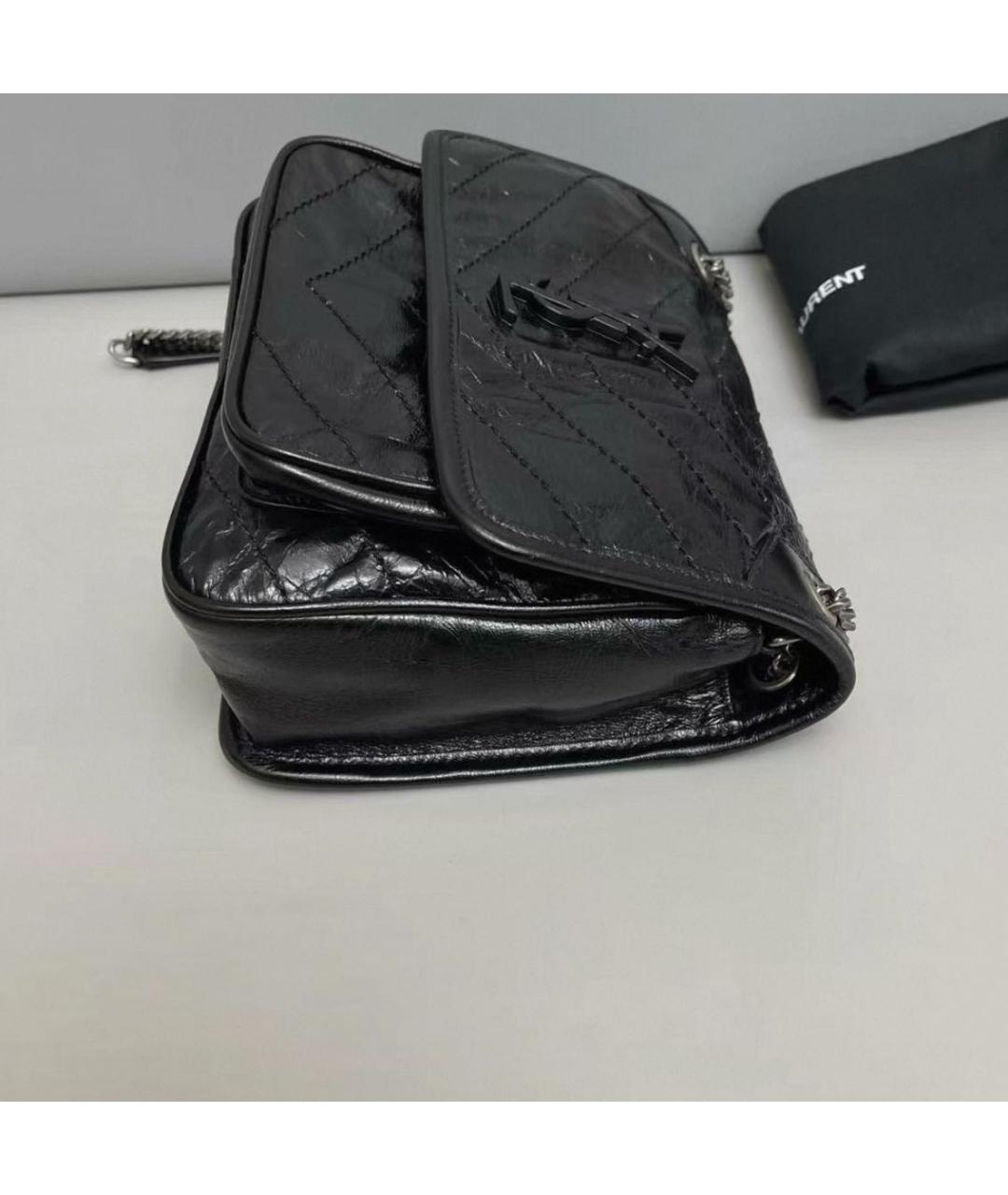SAINT LAURENT Черная кожаная сумка тоут, фото 4