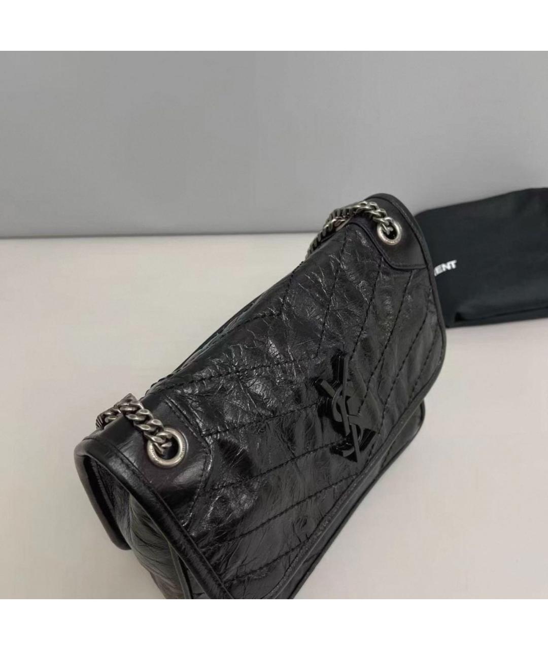SAINT LAURENT Черная кожаная сумка тоут, фото 7
