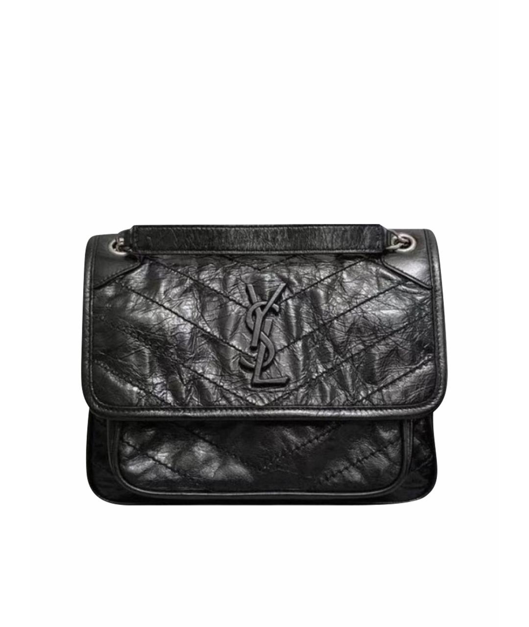 SAINT LAURENT Черная кожаная сумка тоут, фото 1