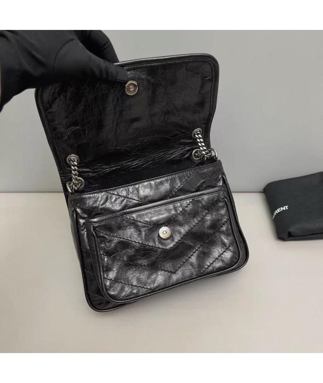 SAINT LAURENT Черная кожаная сумка тоут, фото 8