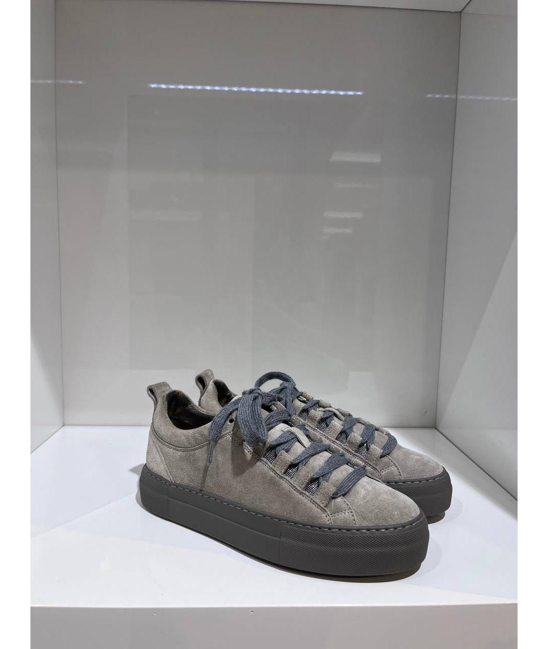 BRUNELLO CUCINELLI Серые замшевые кеды, фото 4