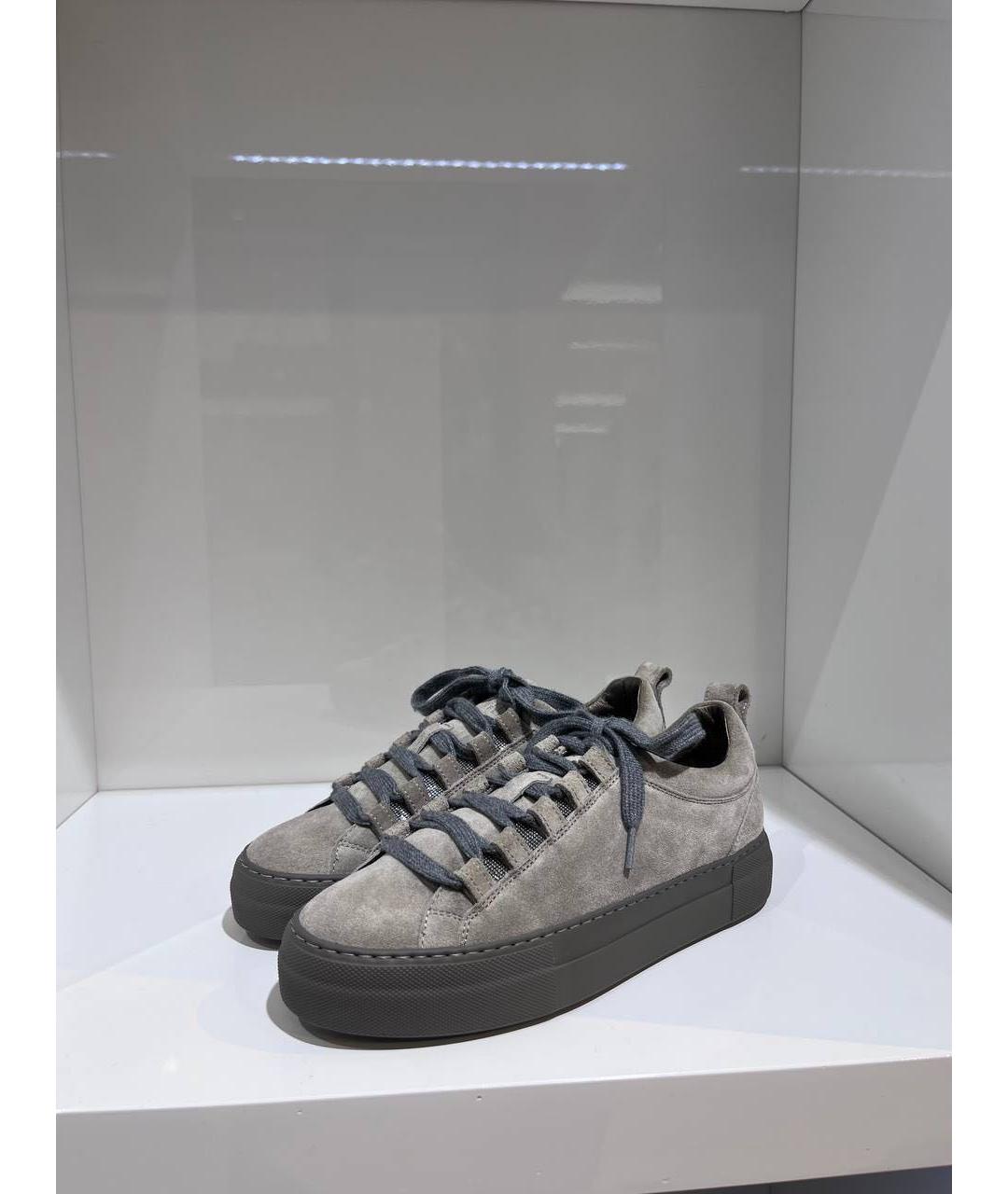 BRUNELLO CUCINELLI Серые замшевые кеды, фото 2