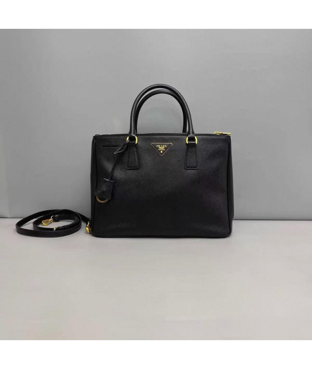 PRADA Черная кожаная сумка тоут, фото 9