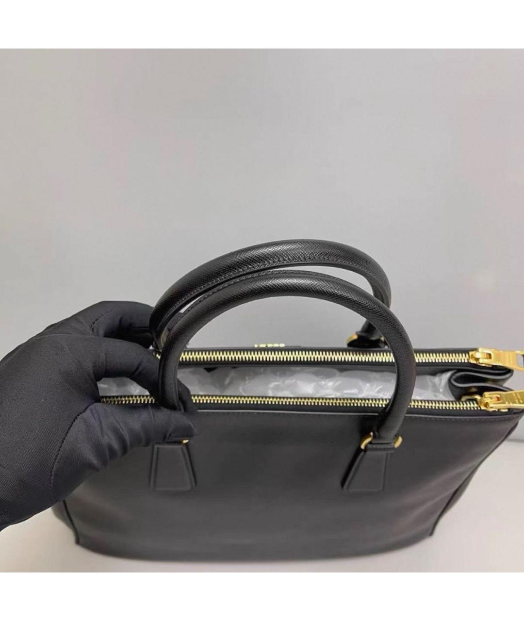 PRADA Черная кожаная сумка тоут, фото 7