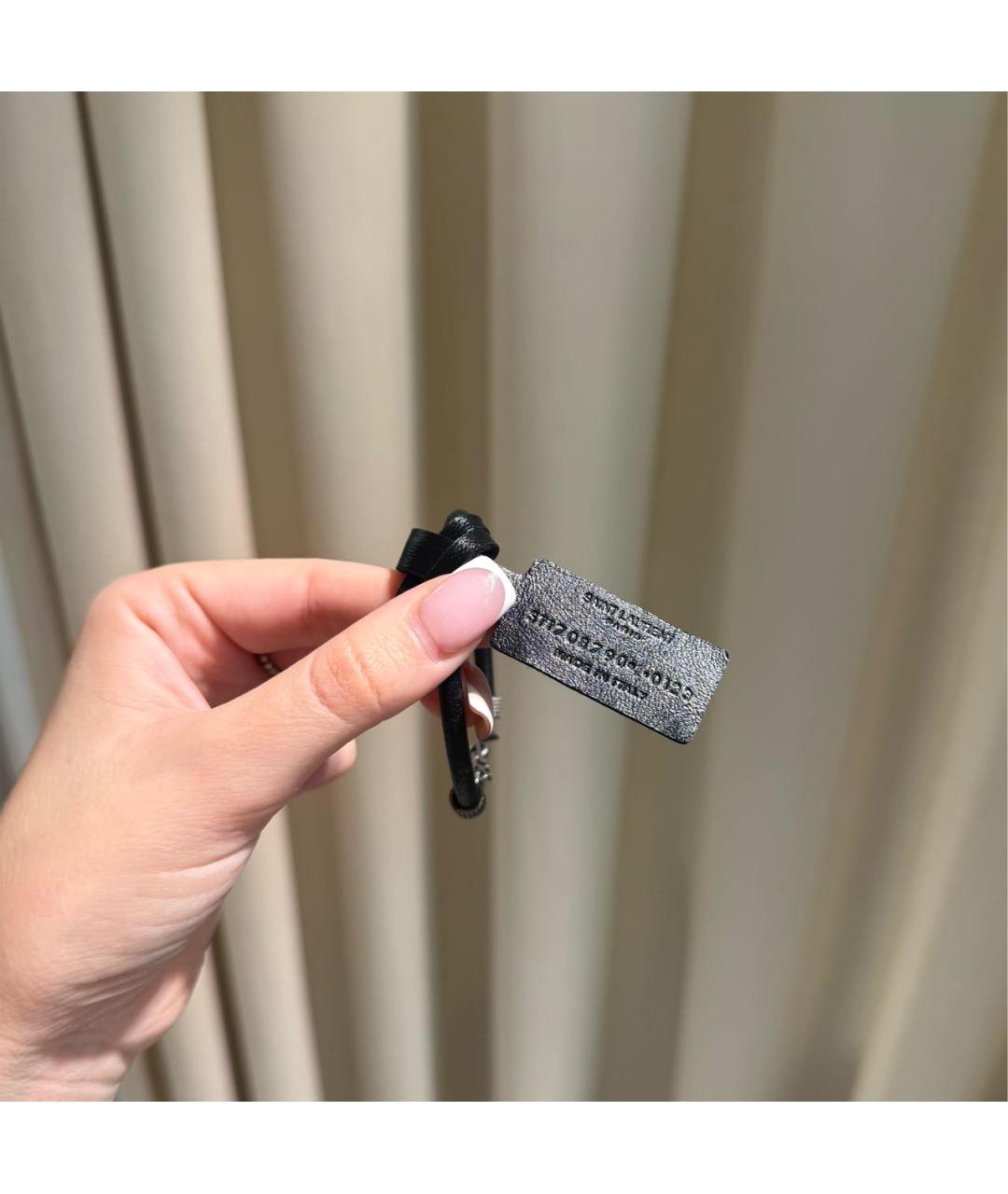 SAINT LAURENT Черный кожаный браслет, фото 3