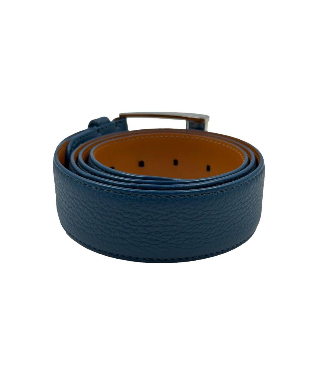ZILLI Темно-синий кожаный ремень, фото 3