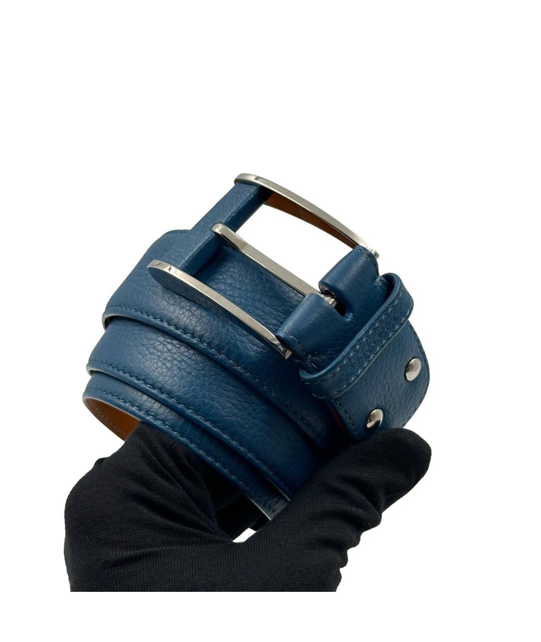 ZILLI Темно-синий кожаный ремень, фото 2