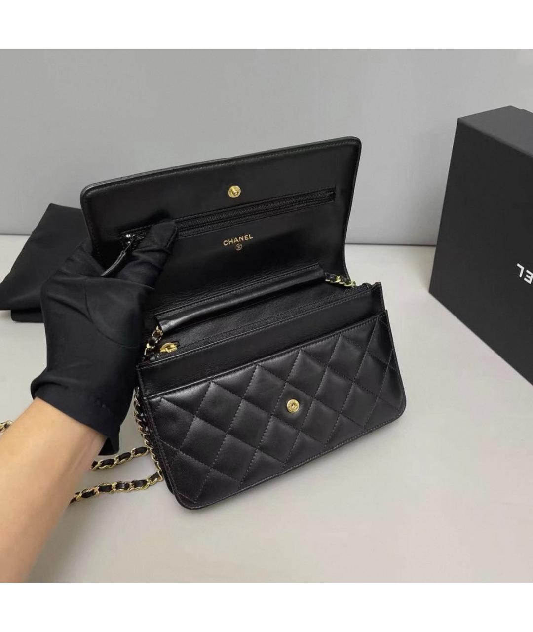 CHANEL Черная кожаная сумка через плечо, фото 5