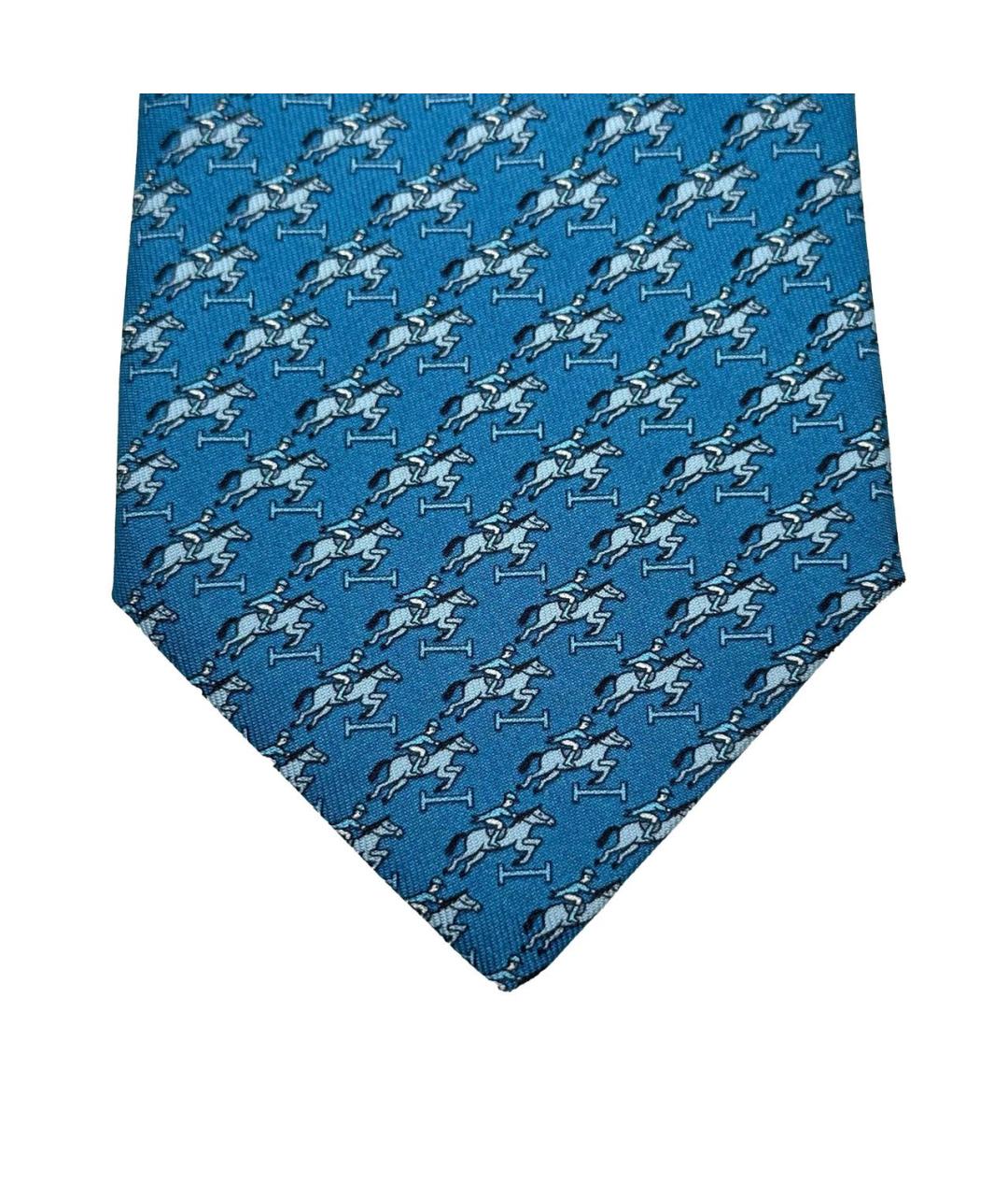 HERMES Синий шелковый галстук, фото 2