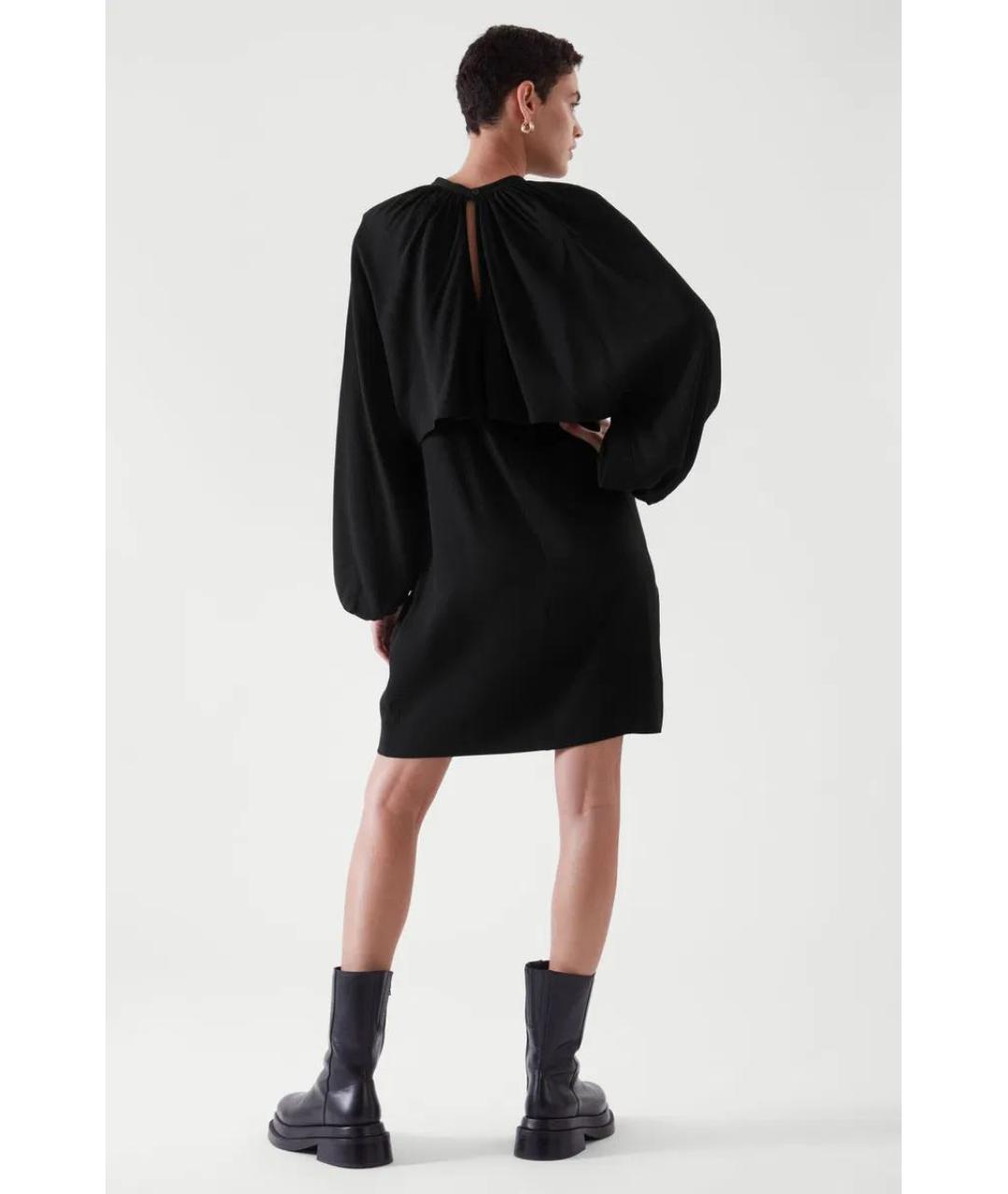 COS Черное вискозное коктейльное платье, фото 3