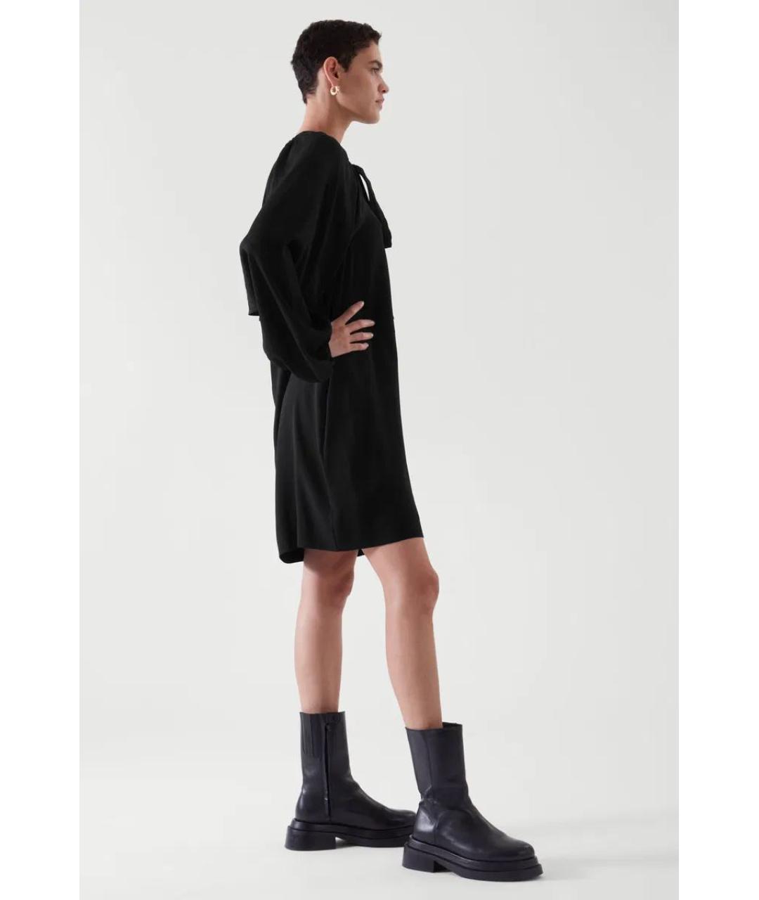 COS Черное вискозное коктейльное платье, фото 8