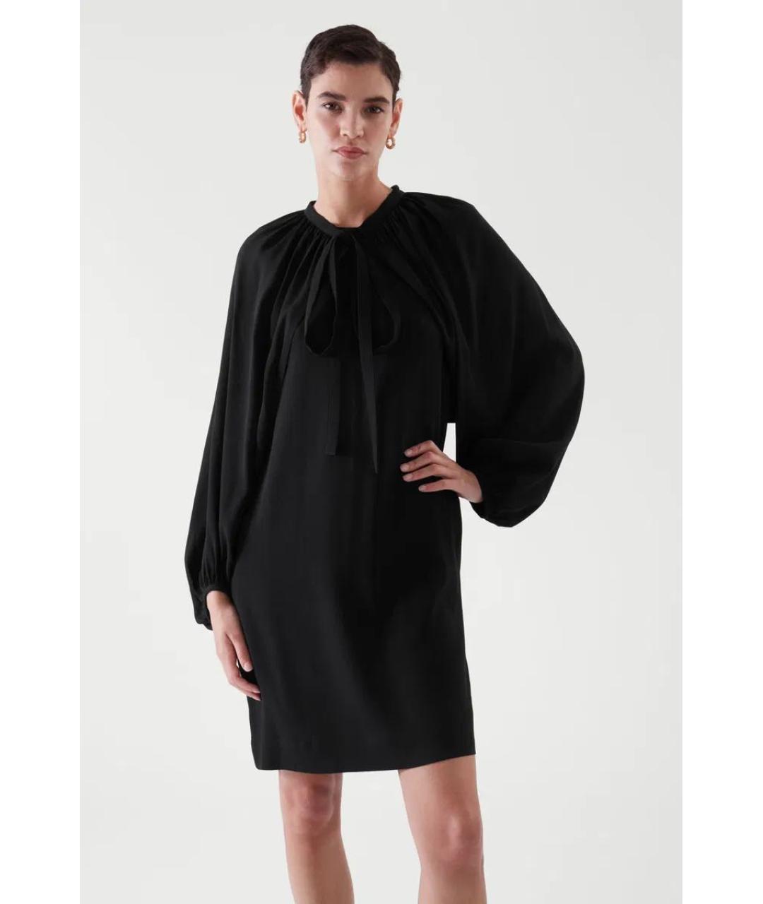 COS Черное вискозное коктейльное платье, фото 2