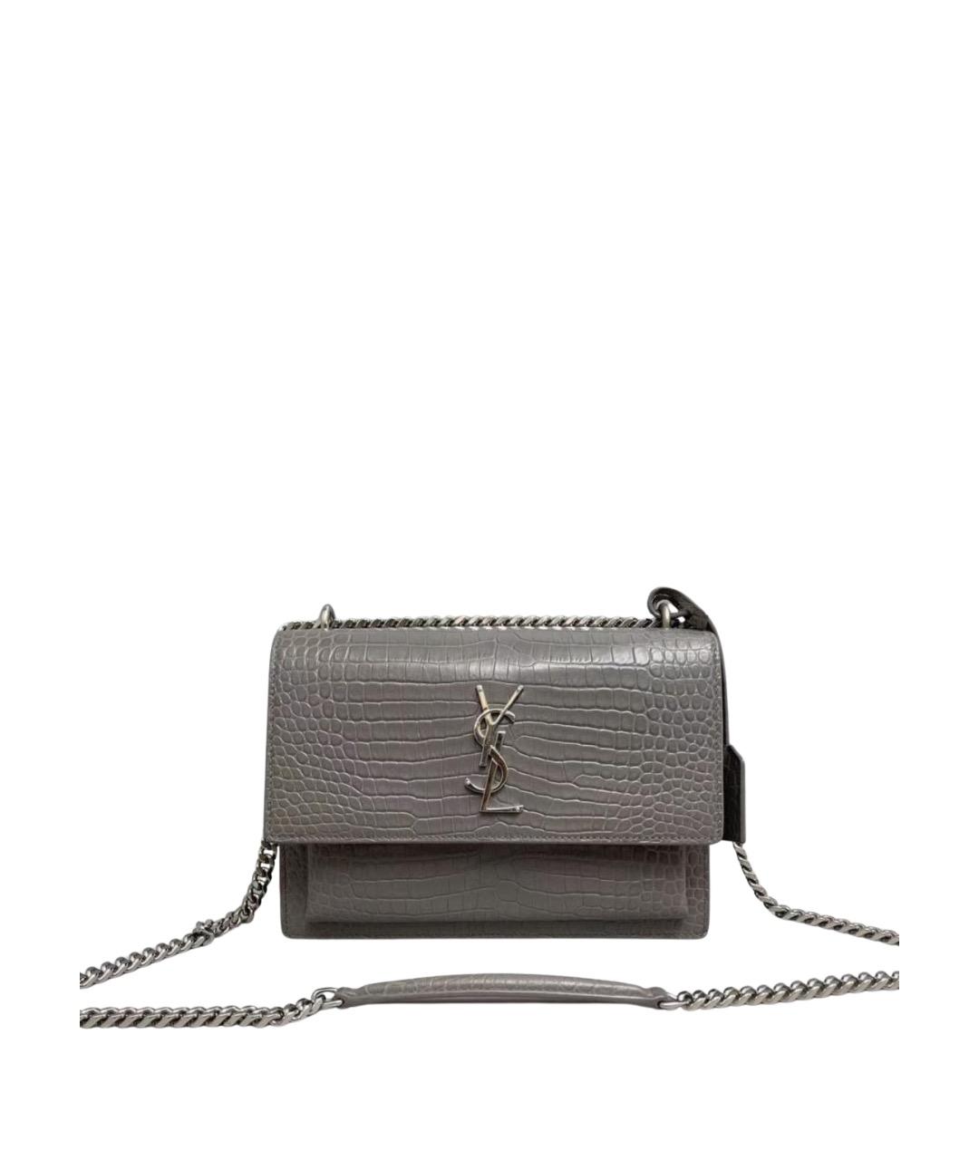 SAINT LAURENT Серая кожаная сумка через плечо, фото 1