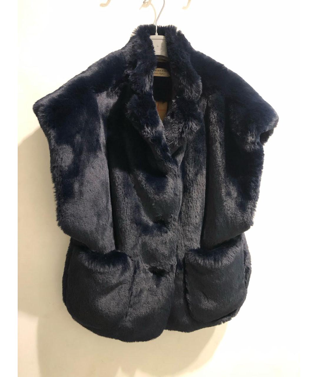 BURBERRY Темно-синий меховой жилет, фото 9