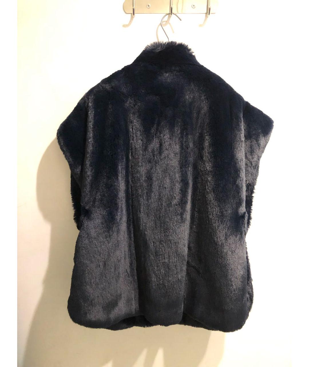 BURBERRY Темно-синий меховой жилет, фото 2