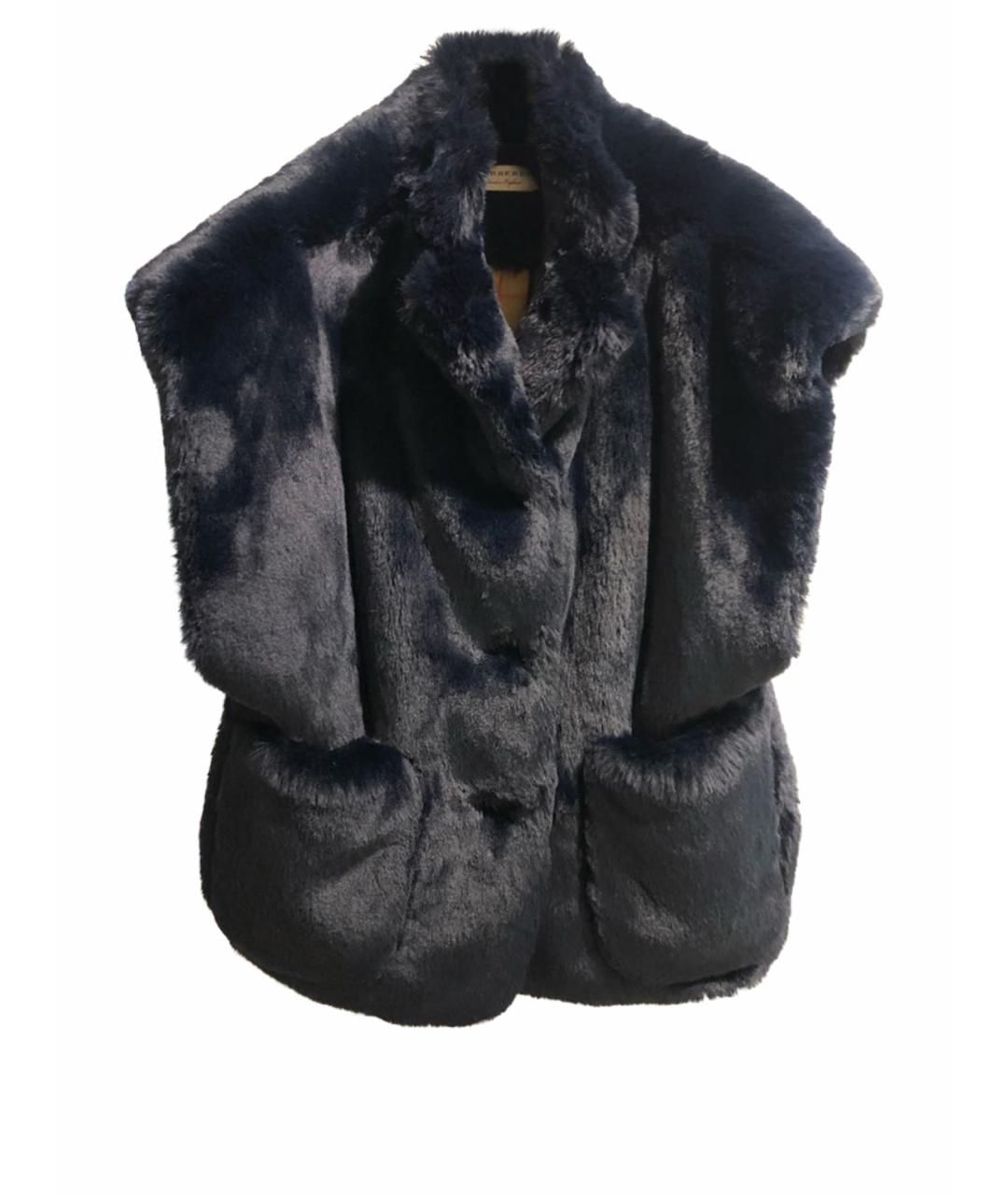 BURBERRY Темно-синий меховой жилет, фото 1