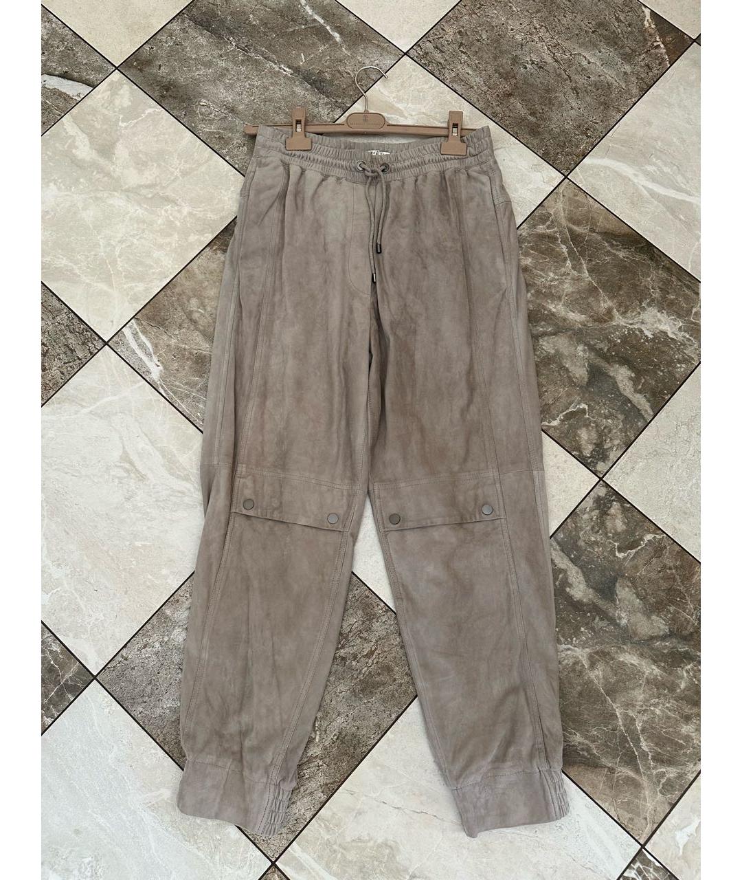 BRUNELLO CUCINELLI Бежевые замшевые прямые брюки, фото 6