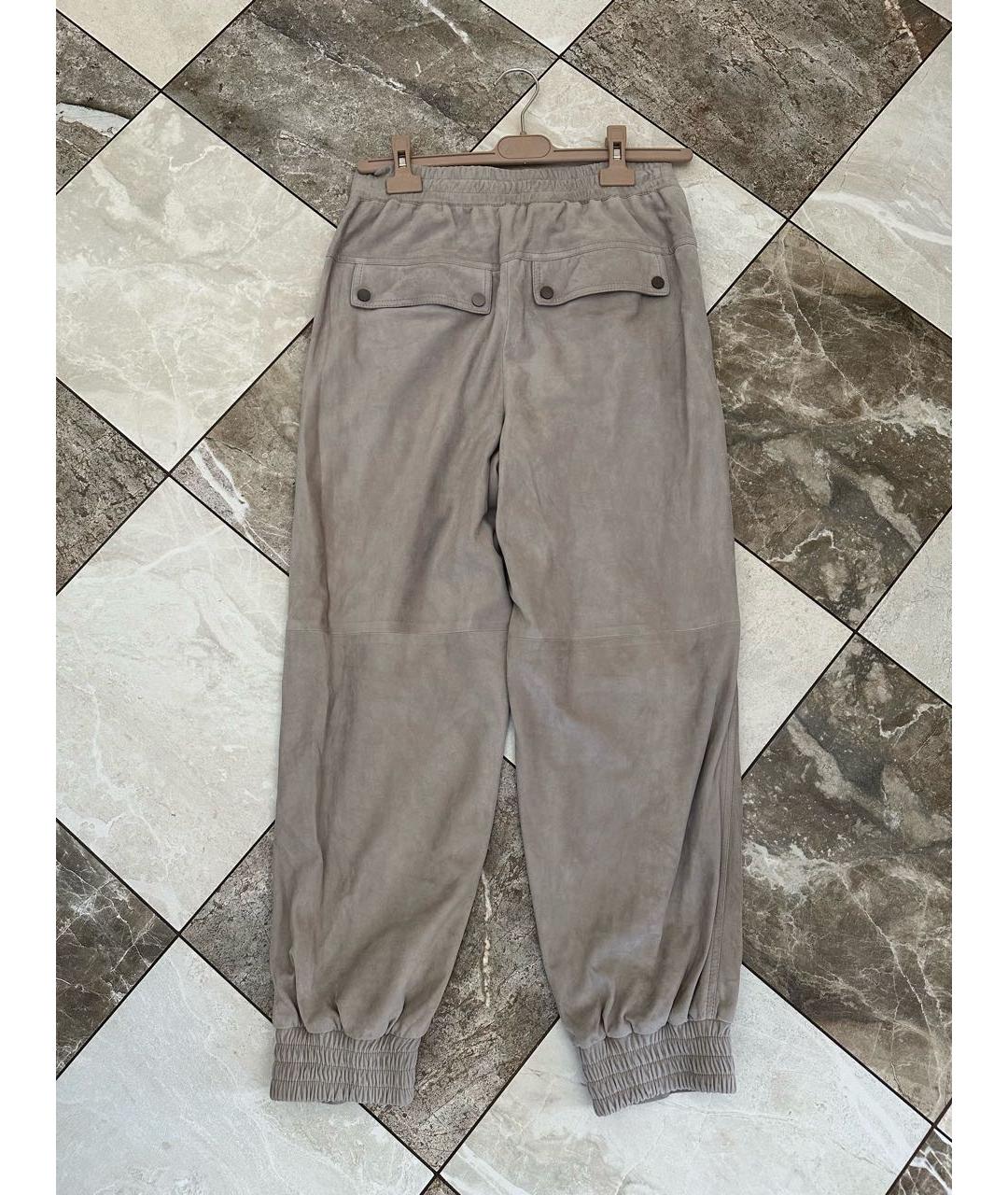 BRUNELLO CUCINELLI Бежевые замшевые прямые брюки, фото 2