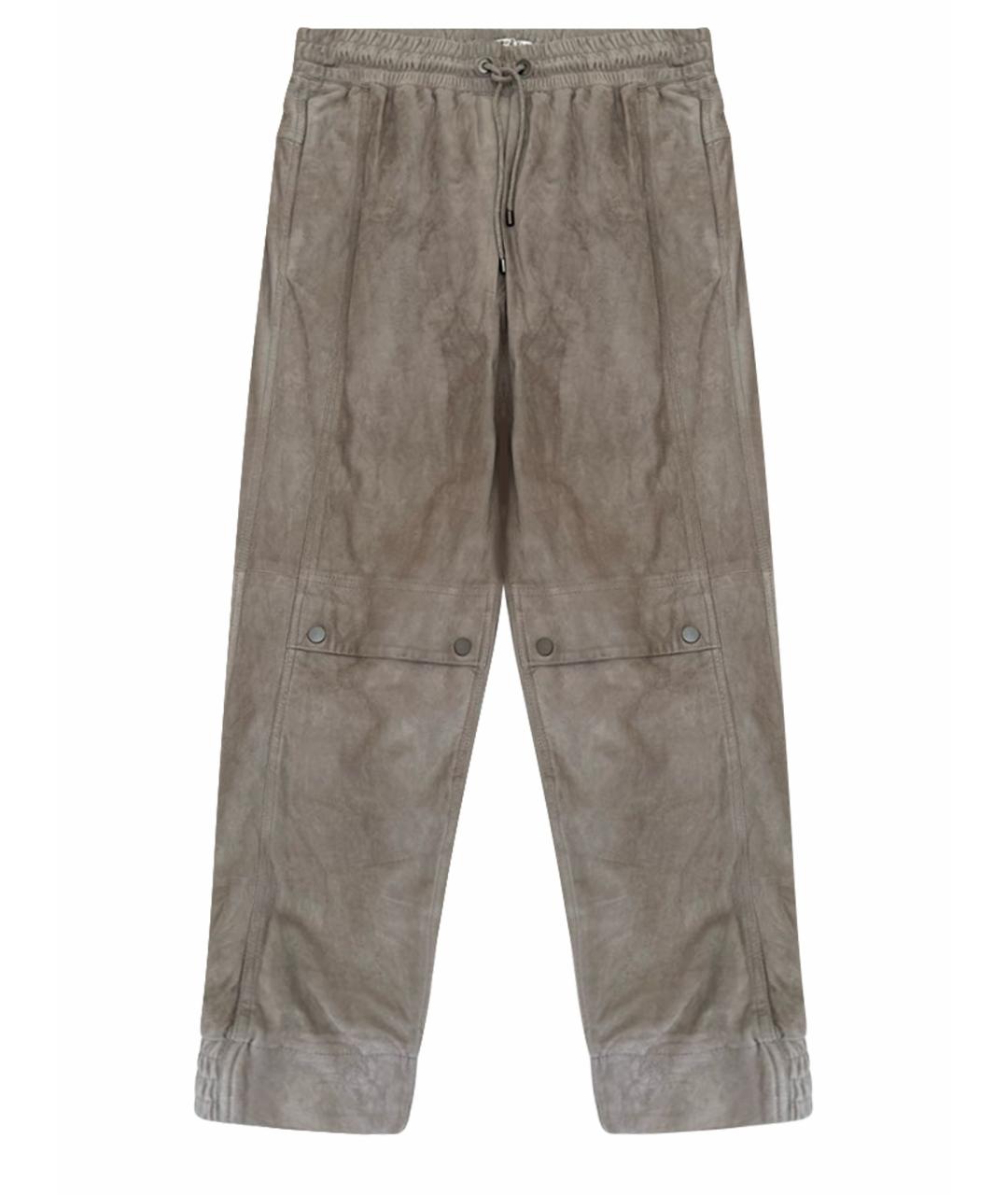 BRUNELLO CUCINELLI Бежевые замшевые прямые брюки, фото 1