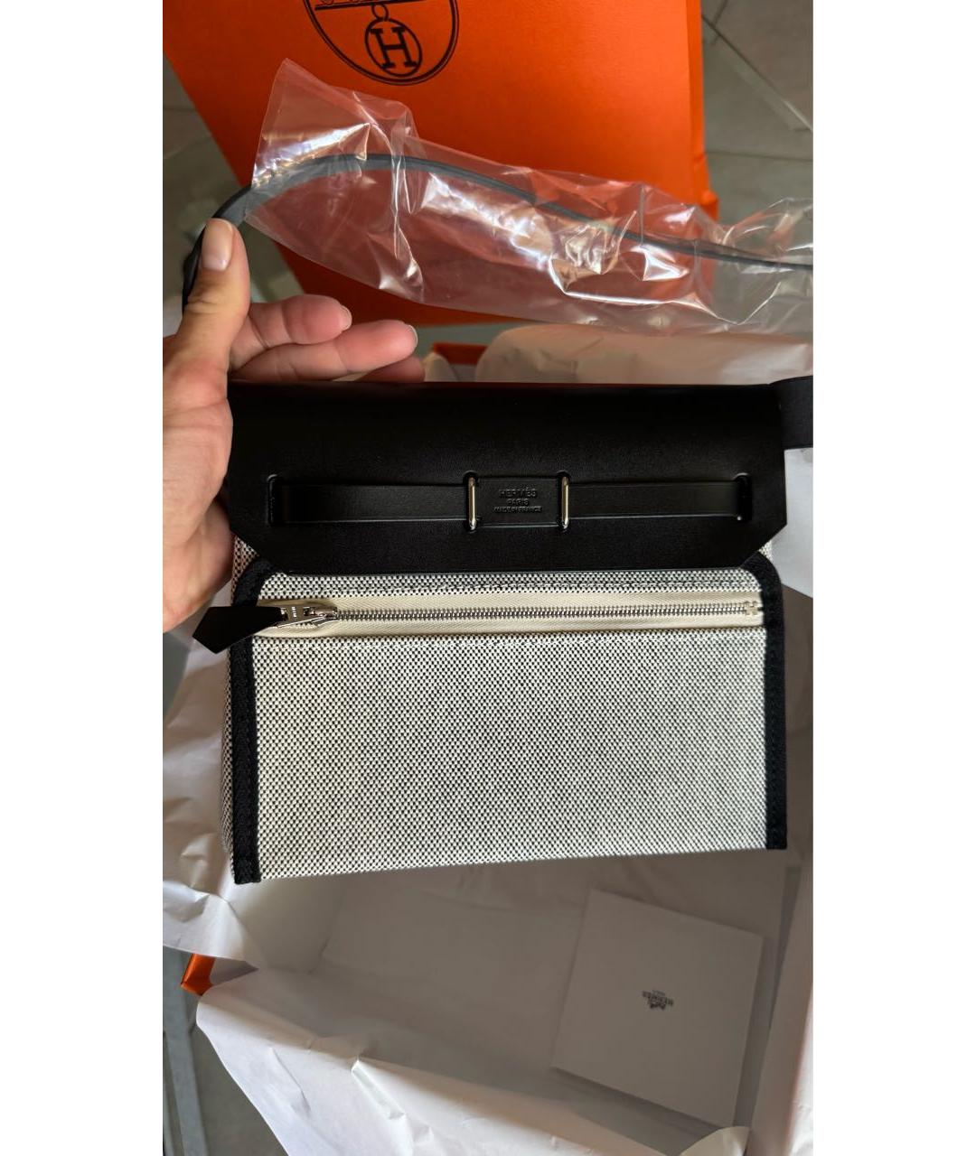 HERMES Серая тканевая сумка через плечо, фото 2