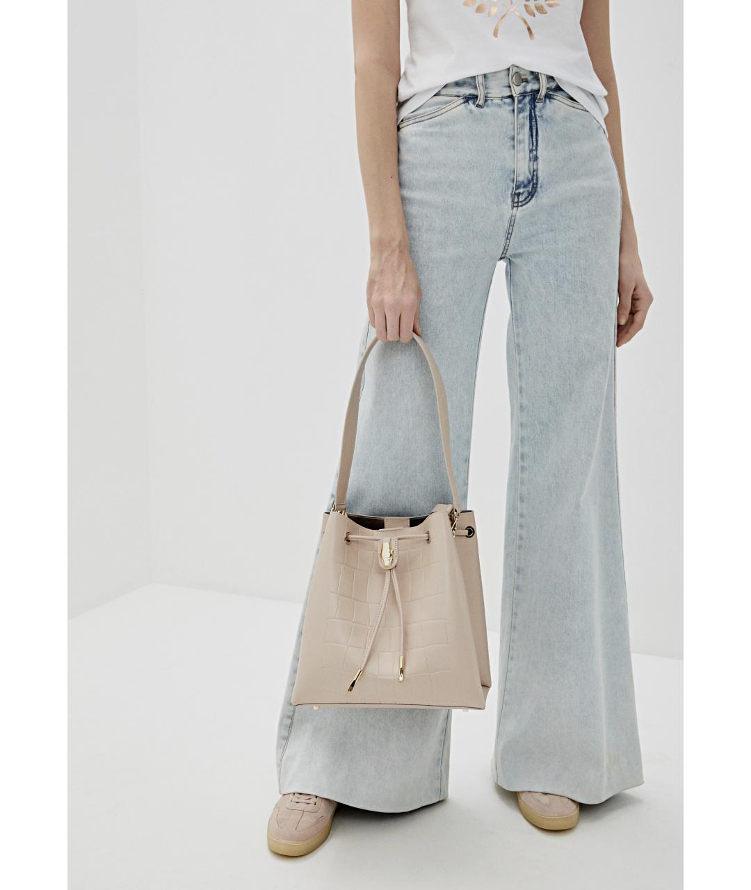 CAVALLI CLASS Бежевая кожаная сумка тоут, фото 8