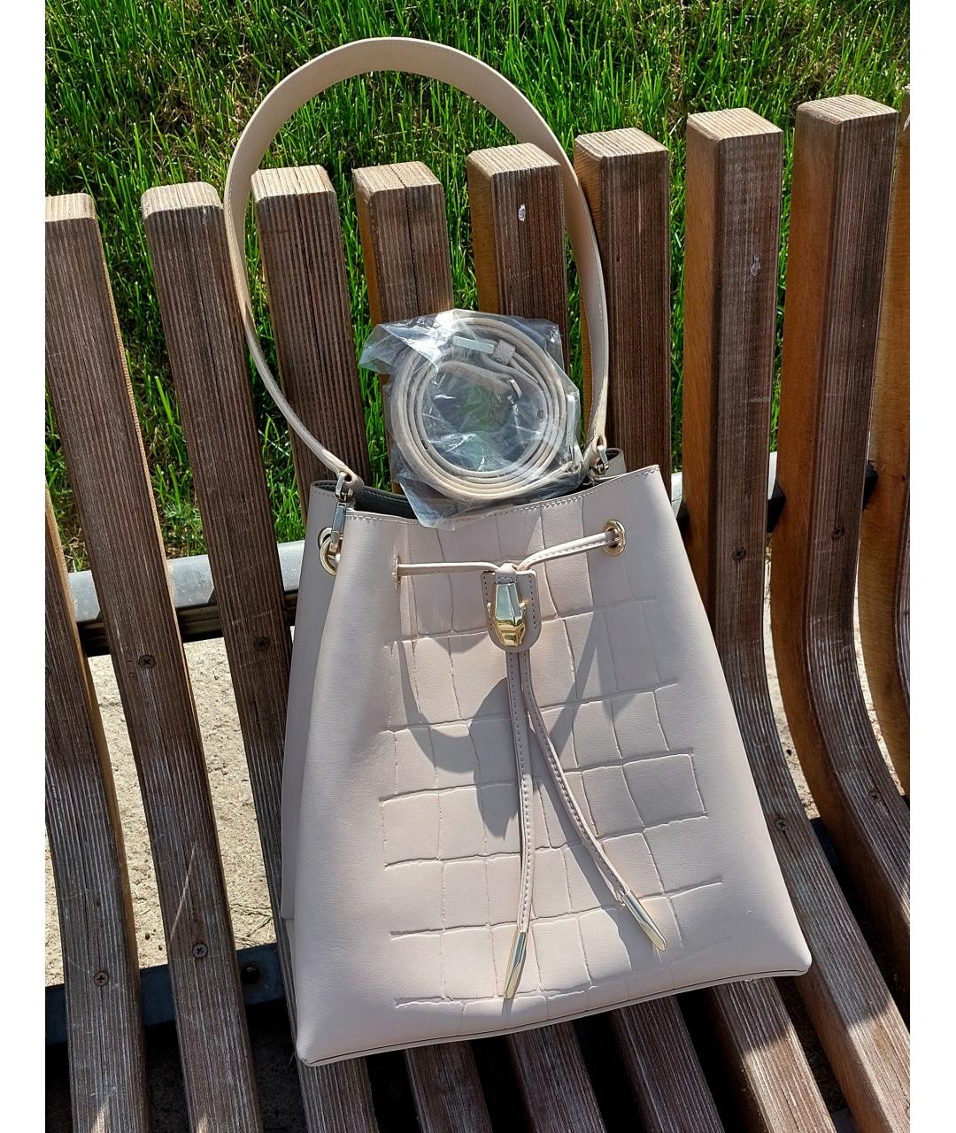 CAVALLI CLASS Бежевая кожаная сумка тоут, фото 2