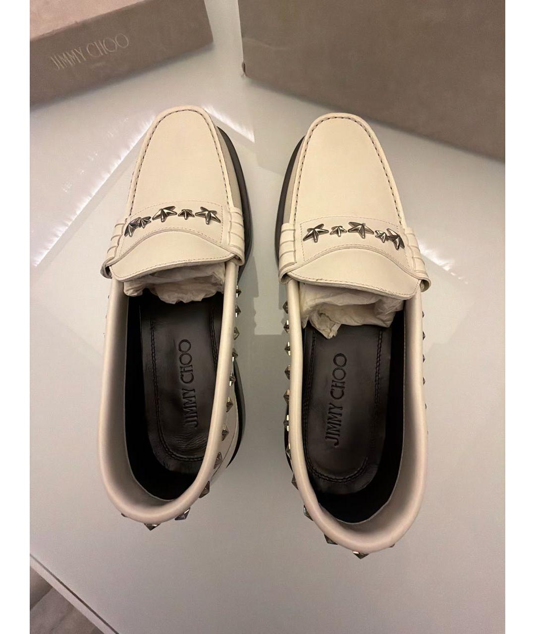 JIMMY CHOO Белые кожаные лоферы, фото 3