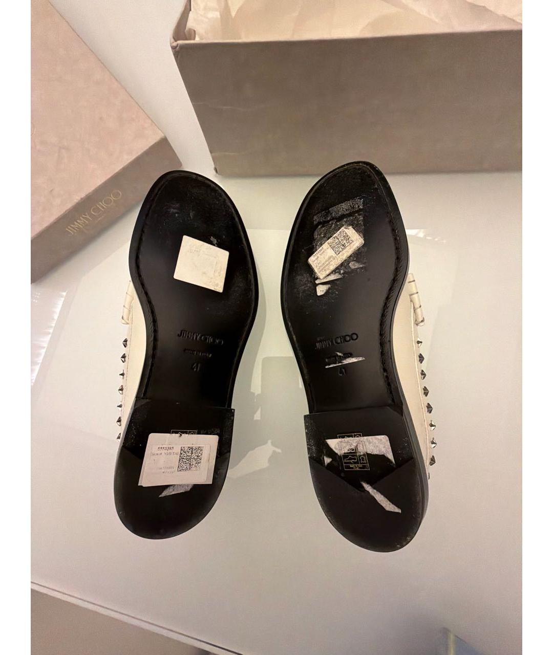 JIMMY CHOO Белые кожаные лоферы, фото 5