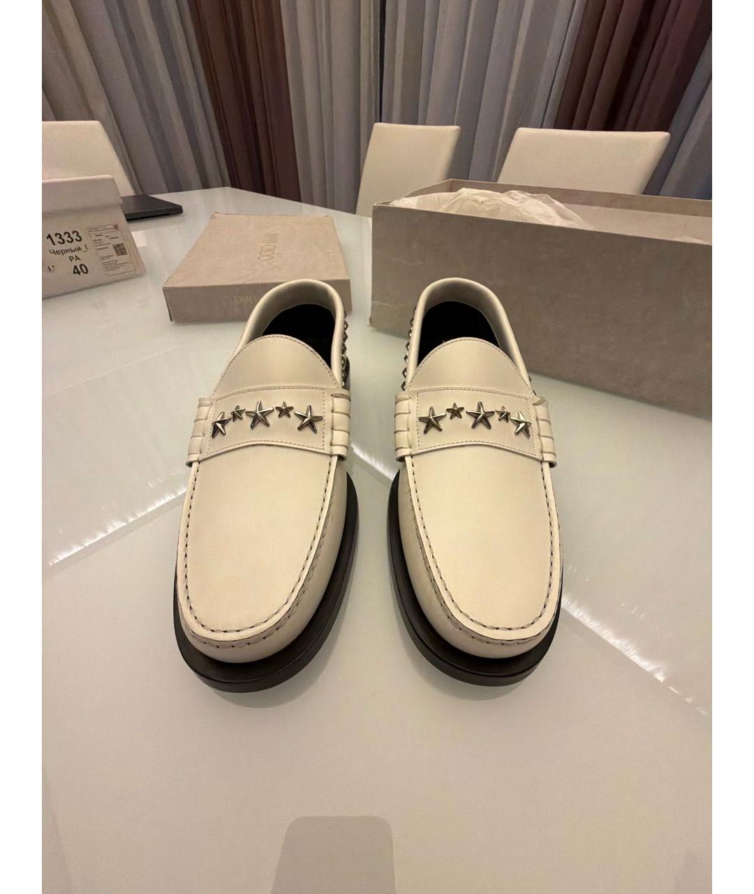 JIMMY CHOO Белые кожаные лоферы, фото 2