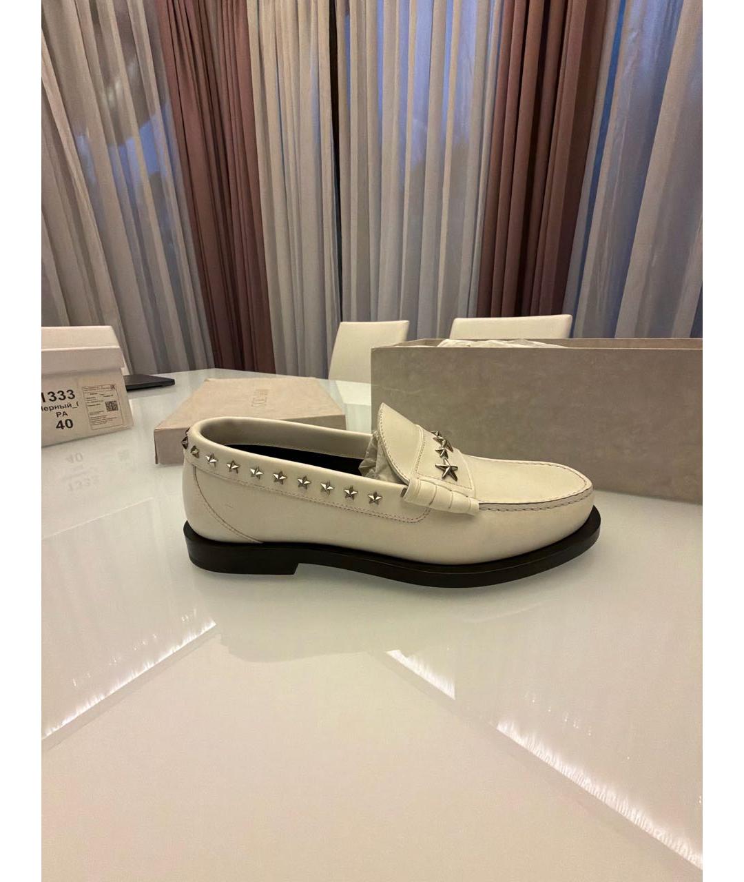 JIMMY CHOO Белые кожаные лоферы, фото 7