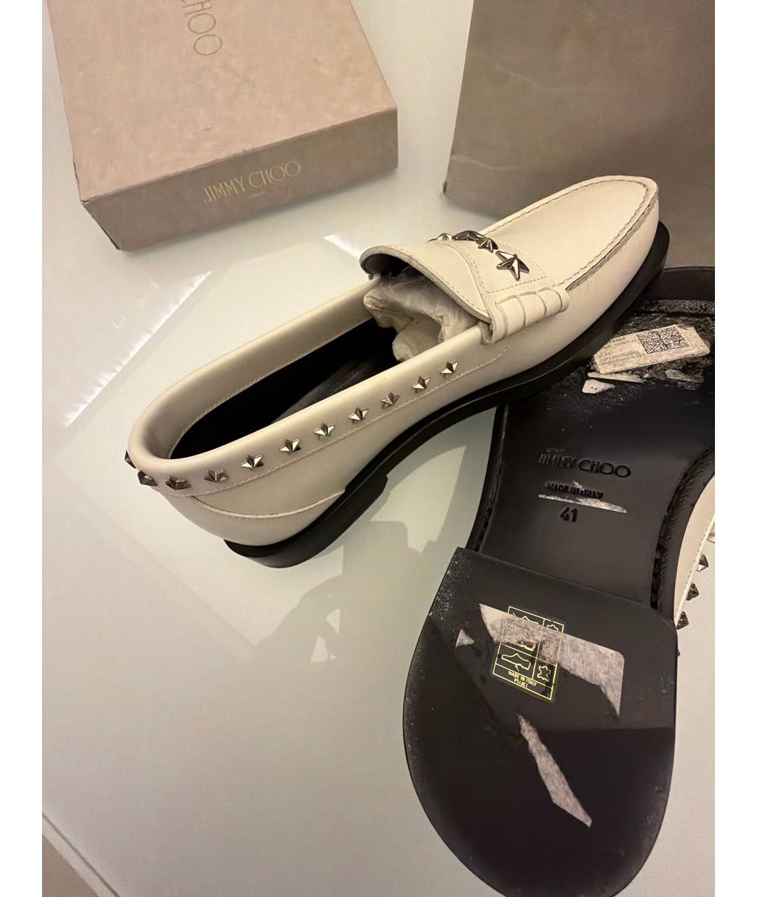 JIMMY CHOO Белые кожаные лоферы, фото 6