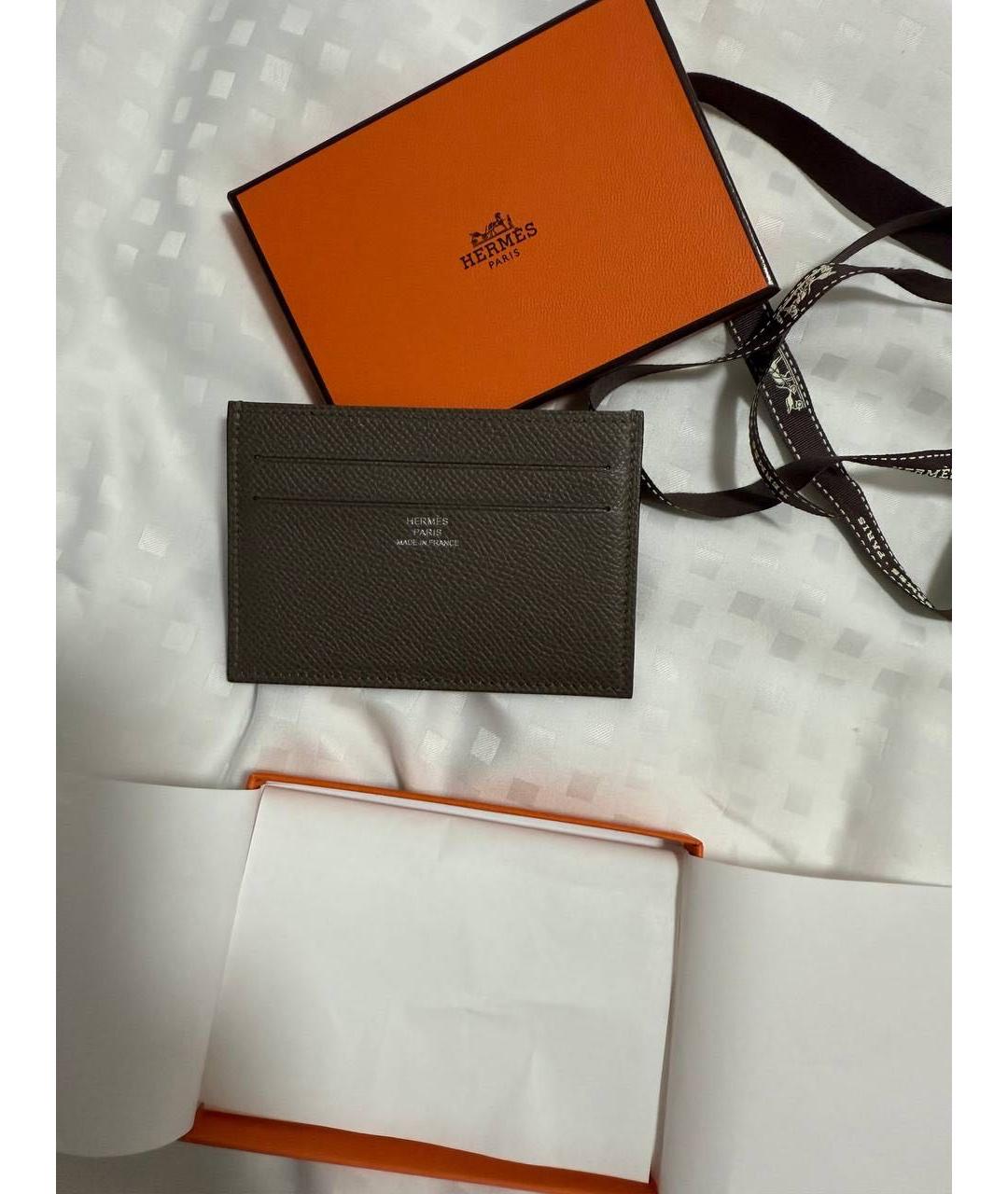 HERMES Бежевый кожаный кардхолдер, фото 3