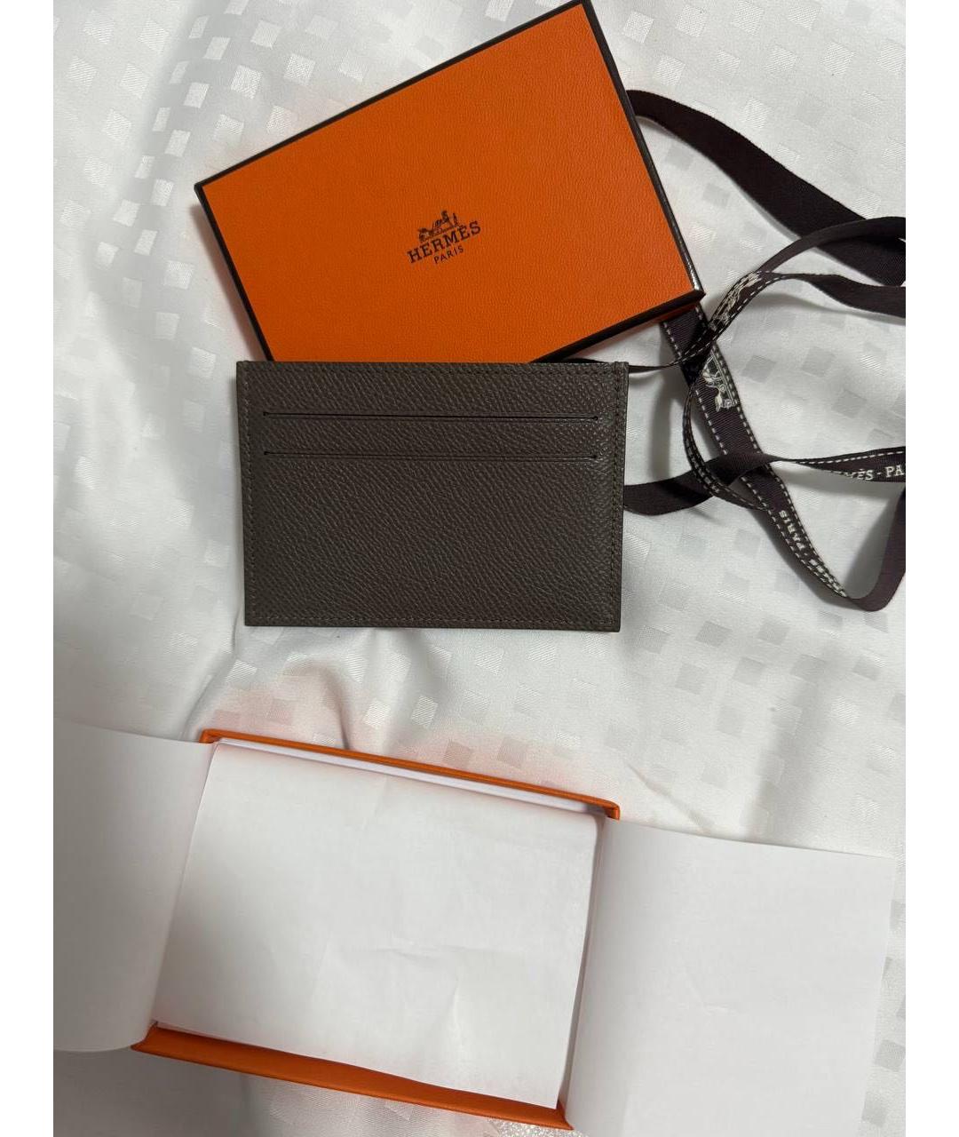 HERMES Бежевый кожаный кардхолдер, фото 2
