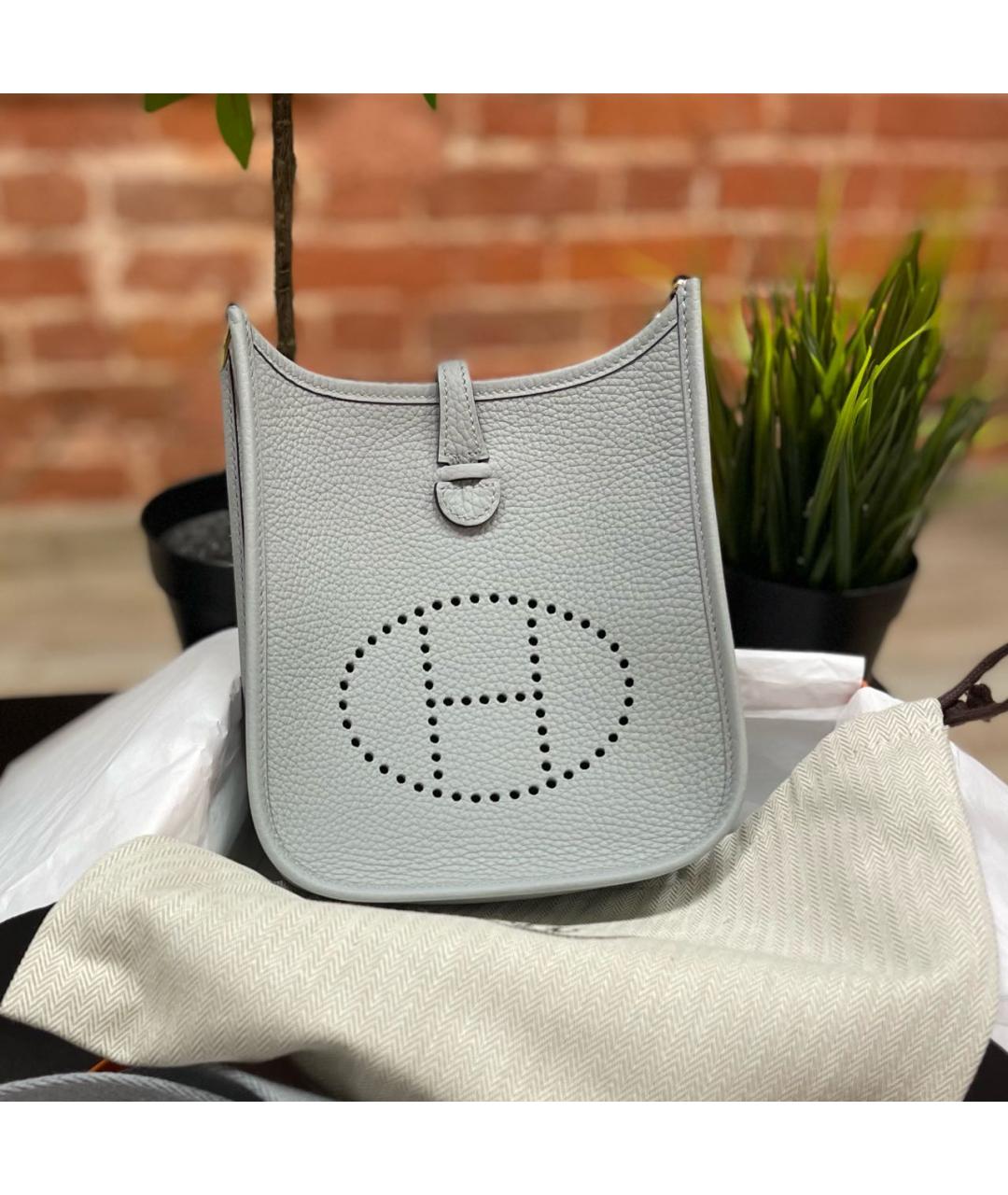 HERMES Голубая кожаная сумка через плечо, фото 5