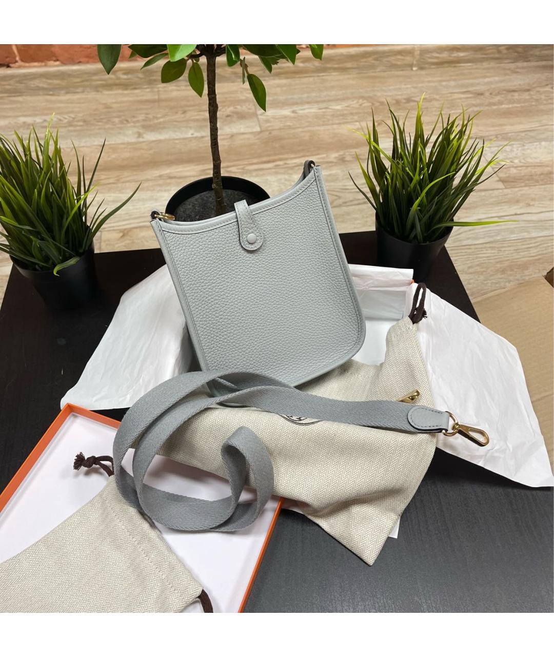 HERMES Голубая кожаная сумка через плечо, фото 2