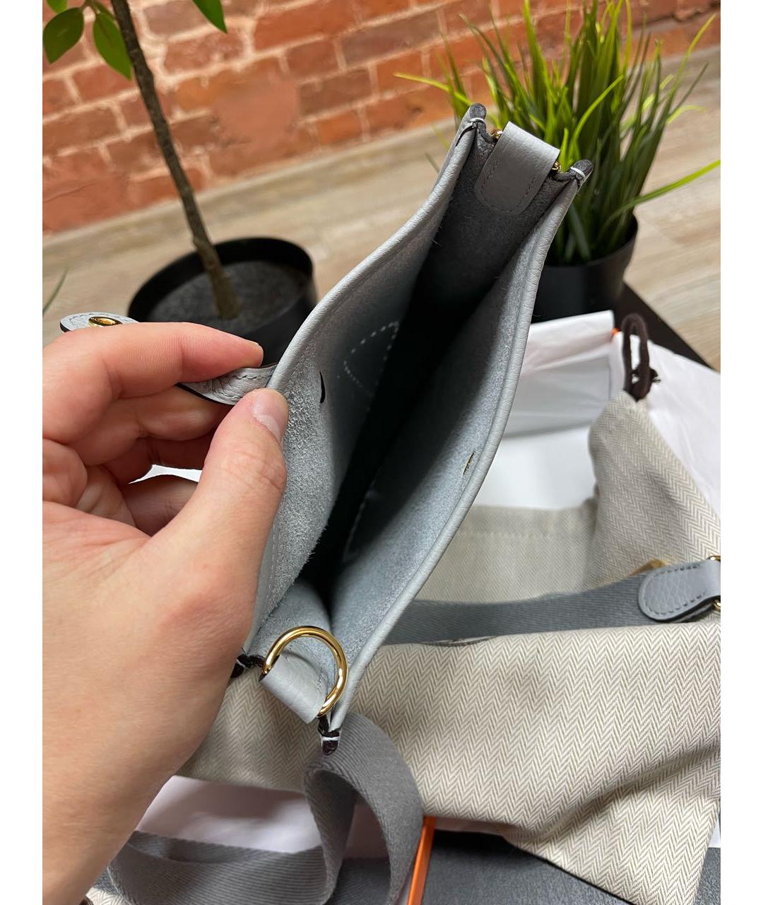 HERMES Голубая кожаная сумка через плечо, фото 3