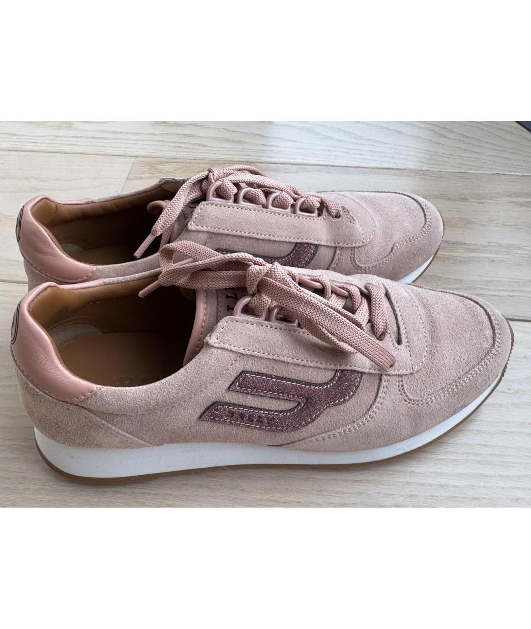 BALLY Розовые замшевые кроссовки, фото 7