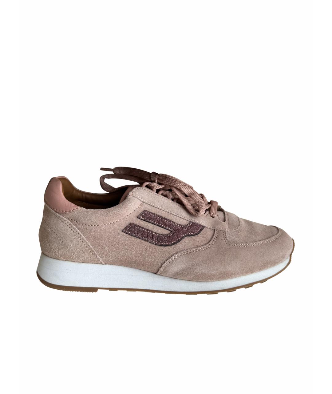 BALLY Розовые замшевые кроссовки, фото 1