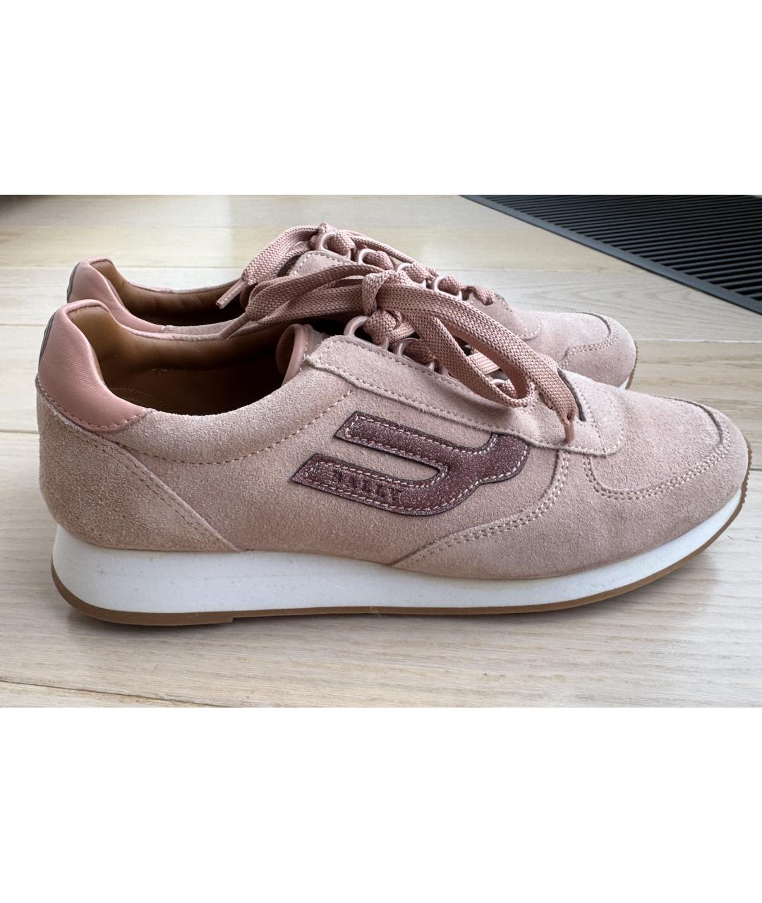 BALLY Розовые замшевые кроссовки, фото 2