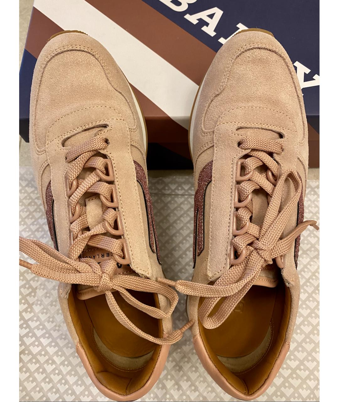 BALLY Розовые замшевые кроссовки, фото 4