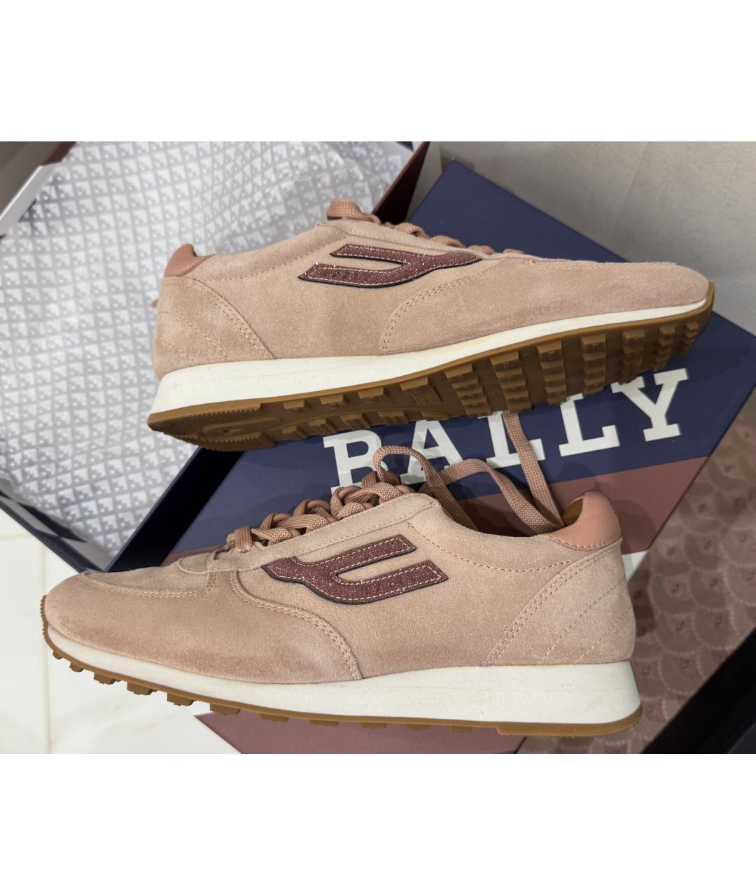 BALLY Розовые замшевые кроссовки, фото 8