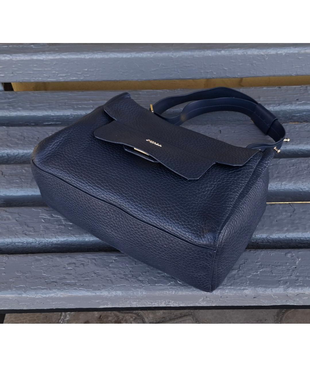 FURLA Темно-синяя кожаная сумка с короткими ручками, фото 4