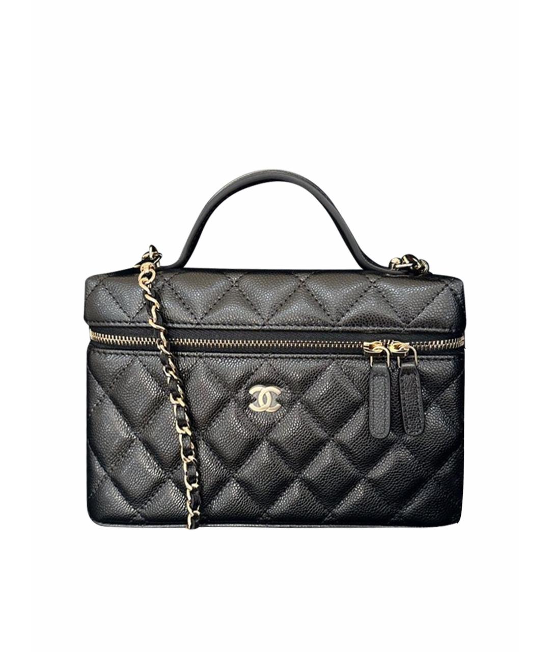 CHANEL Черная кожаная сумка с короткими ручками, фото 1