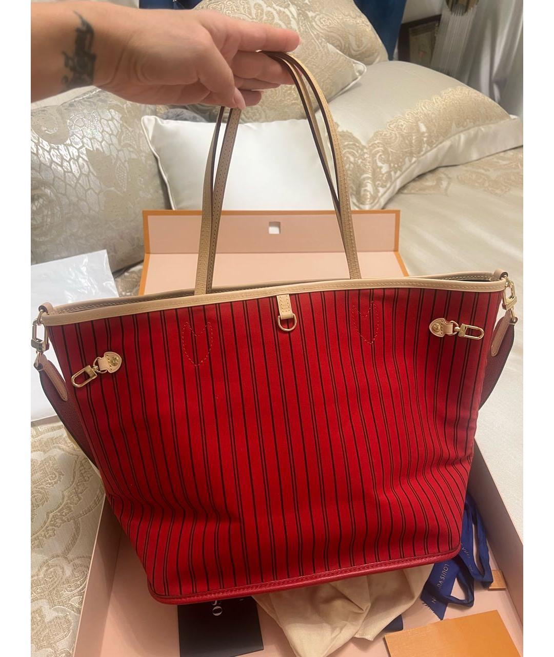 LOUIS VUITTON Красная сумка тоут, фото 5