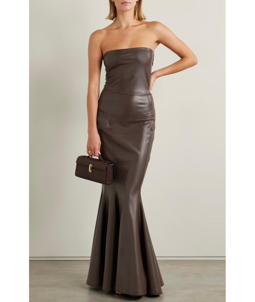 NORMA KAMALI Коричневое коктейльное платье, фото 4