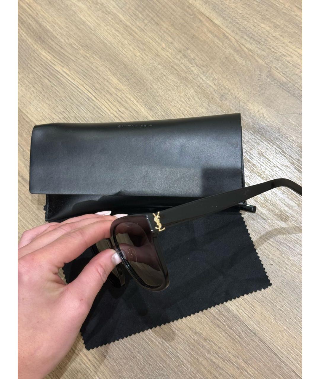 SAINT LAURENT Черные пластиковые солнцезащитные очки, фото 2