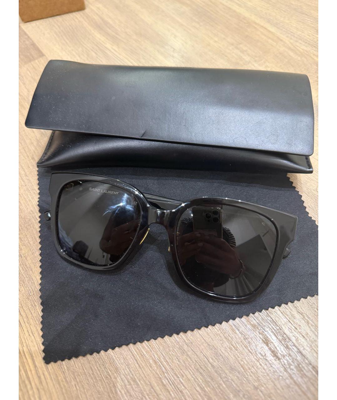 SAINT LAURENT Черные пластиковые солнцезащитные очки, фото 6