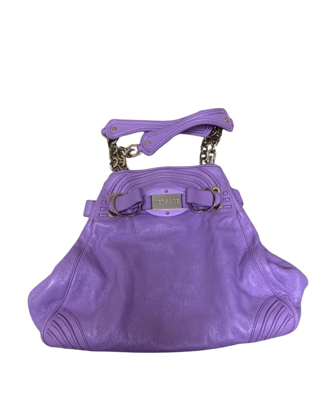 VERSACE Фиолетовая кожаная сумка через плечо, фото 1