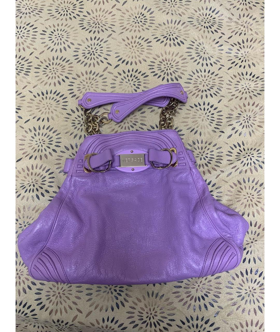 VERSACE Фиолетовая кожаная сумка через плечо, фото 4