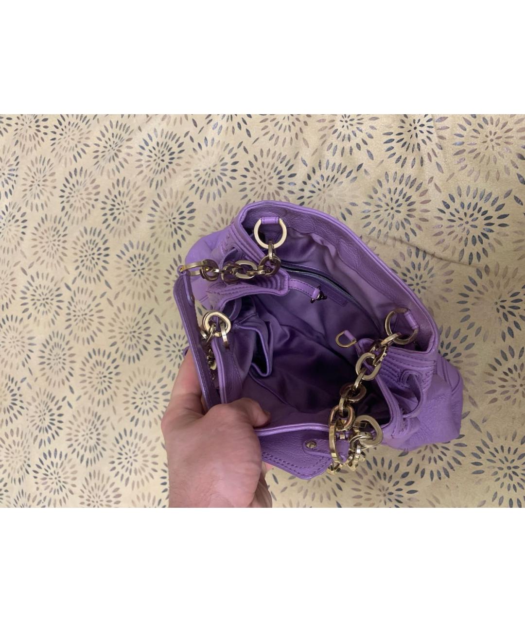 VERSACE Фиолетовая кожаная сумка через плечо, фото 3